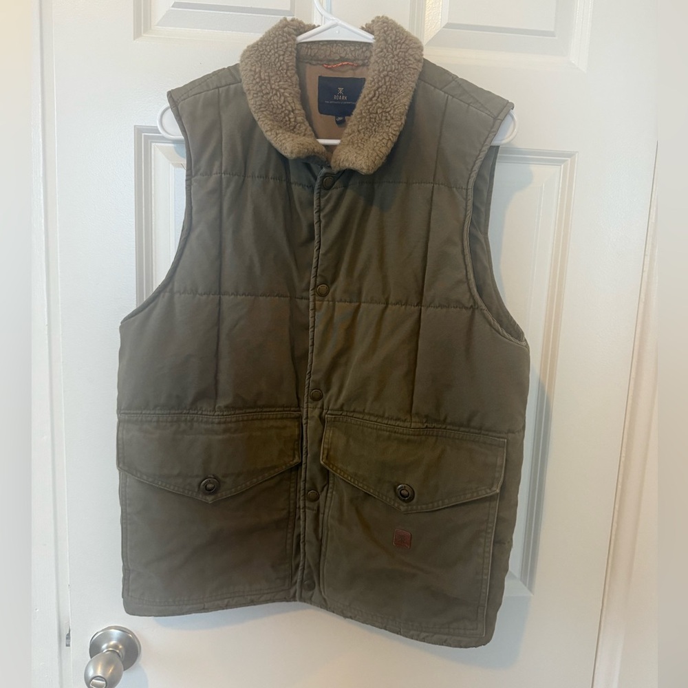 Roark Men’s Livingston Quilted Vest Size M army brown green Jamie Thomas - Picture 2 of 12